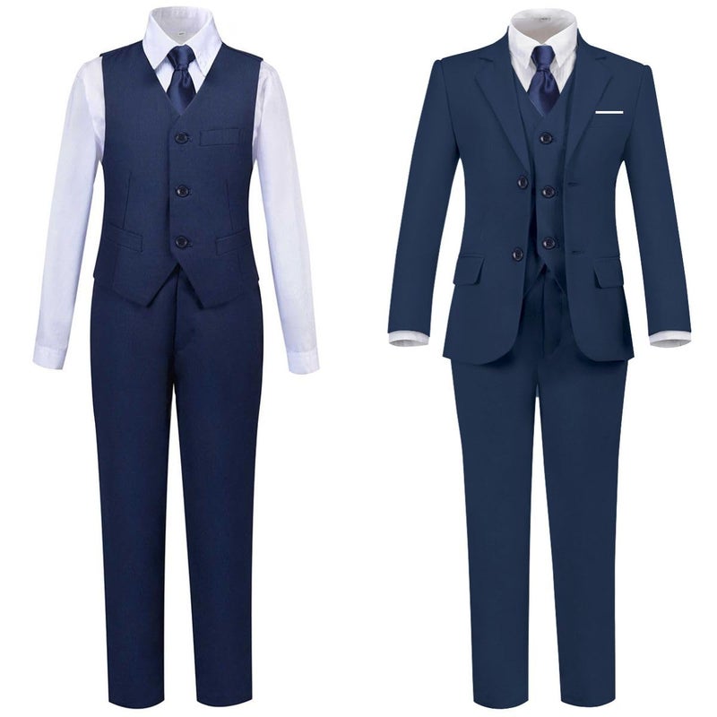 Addneo Boys Navy Blue Suits for Kids Outfit 5 Piece Toddler Boy Silm Fit Suit Tuxedo Size 2T - Image 4